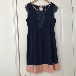 (LIKE NEW) Kimi + Kai Blue and Pink Maternity Dress